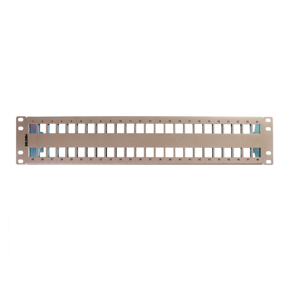 BELDEN AX104564 KEYCONNECT SHIELDED PATCH PANEL, 48-PORT, 2U, EMPTY, TITANIUM