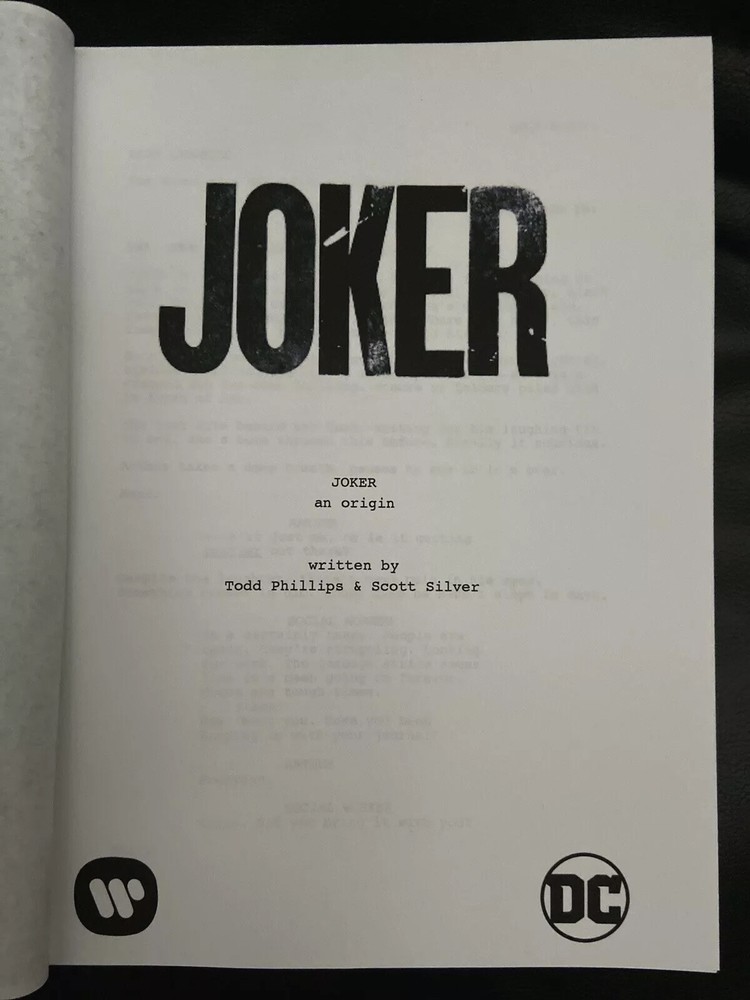 Warner Bros. JOKER 2019 Rare Studio SCREENPLAY DC Comics MOVIE SCRIPT