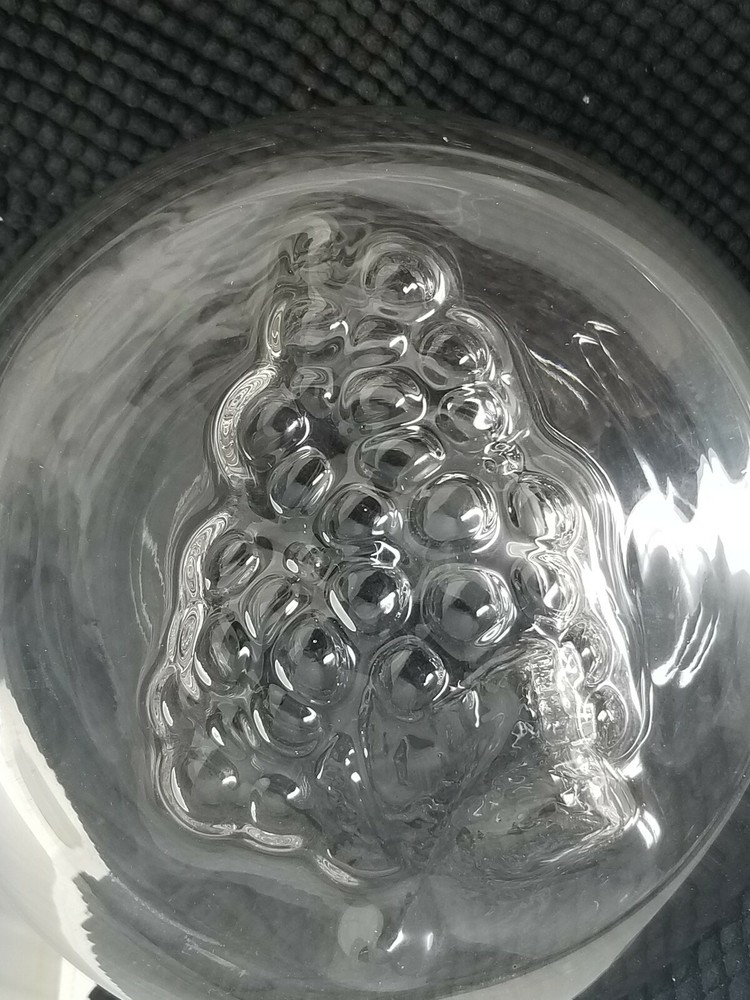Wide Based Wine Decanter With Raised Grape Design
