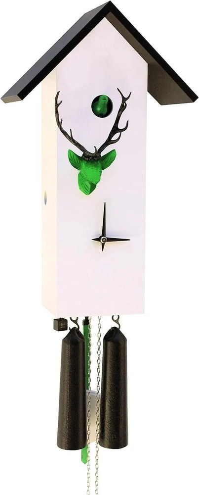 White Green Cuckoo Clock Deer Head, Deer Cuckoo Clock, Rectangle Cuckoo Clock