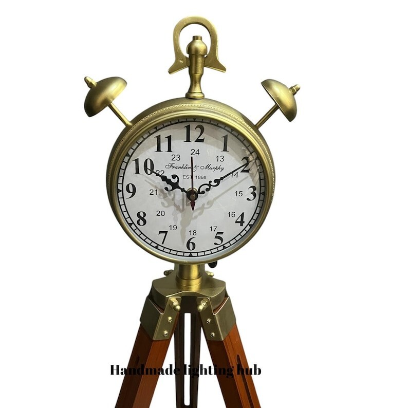 Nautical Numeric Large Display Standing Clock with Tripod Stand Floor Clock 7"
