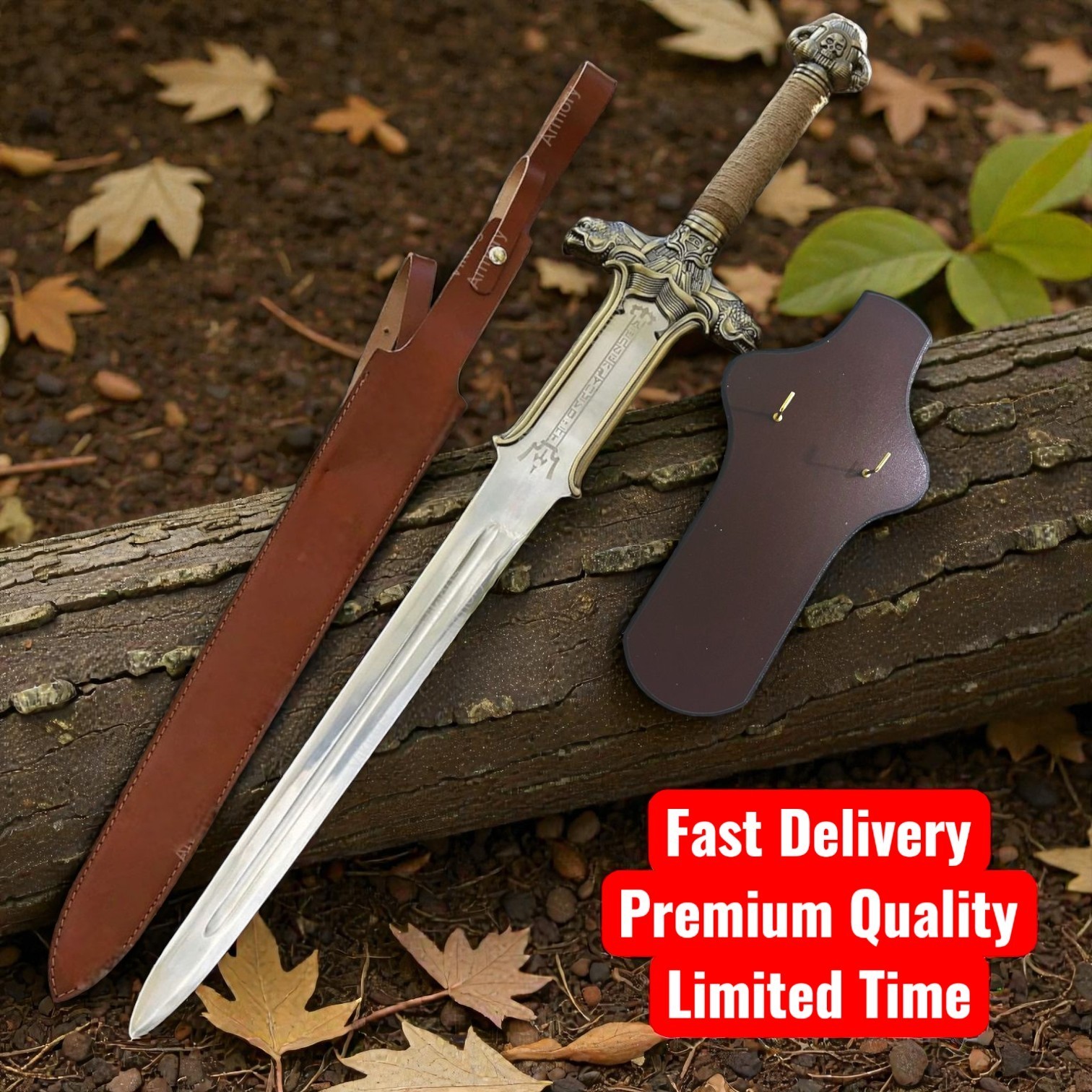 Conan The Barbarian Atlantean Sword With Sheath & Plaque Premium  Medieval Gift