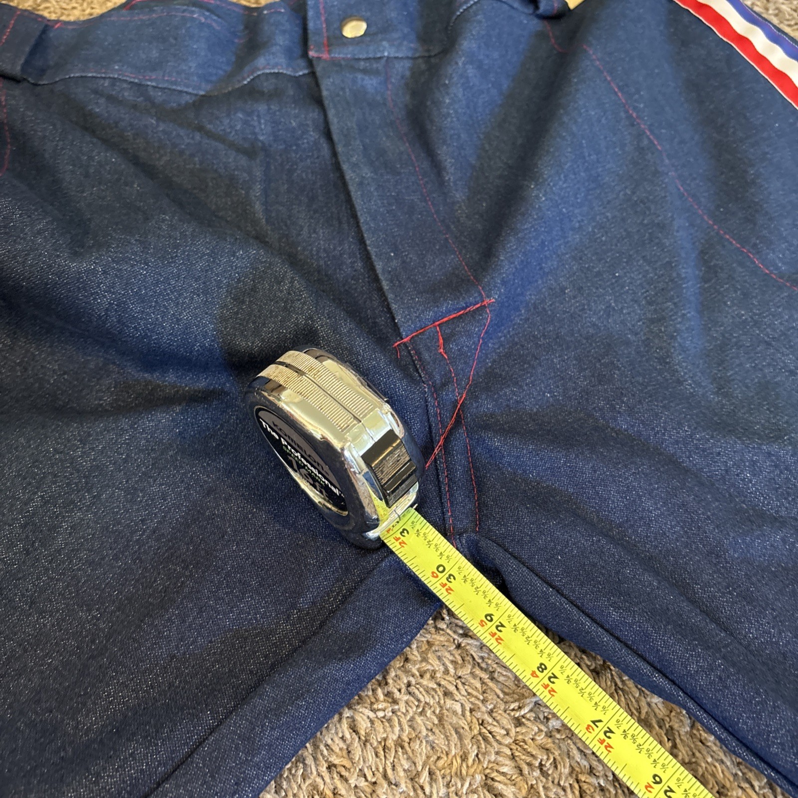 Vintage Mens Red White Blue Uniform Pants Striped Button Fly 40W