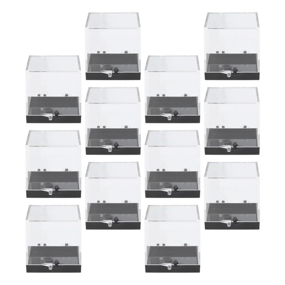 DOITOOL Mineral Display Box 12Pcs Transparent Square Plastic Specimen Display...