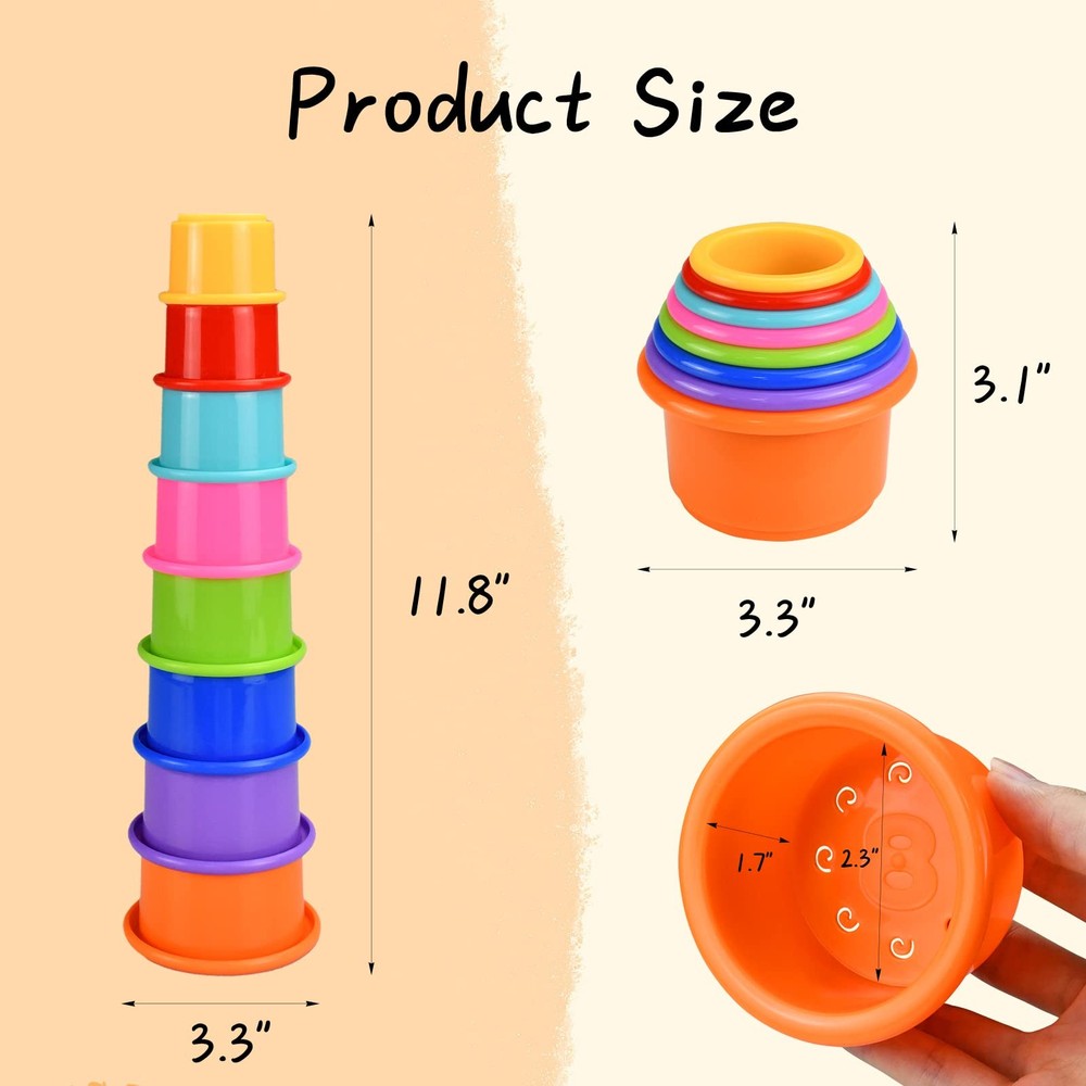 Colorful Multi-Sized Stackable Cup Toys for Bunny Rabbit Rainbow Nesting Toys...