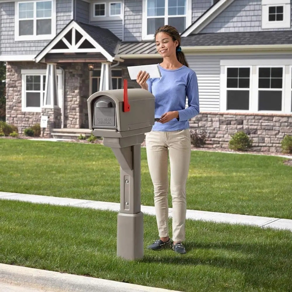 Large Mail Master Express Resin Mailbox & Post Combo Weather Resistant Mocha
