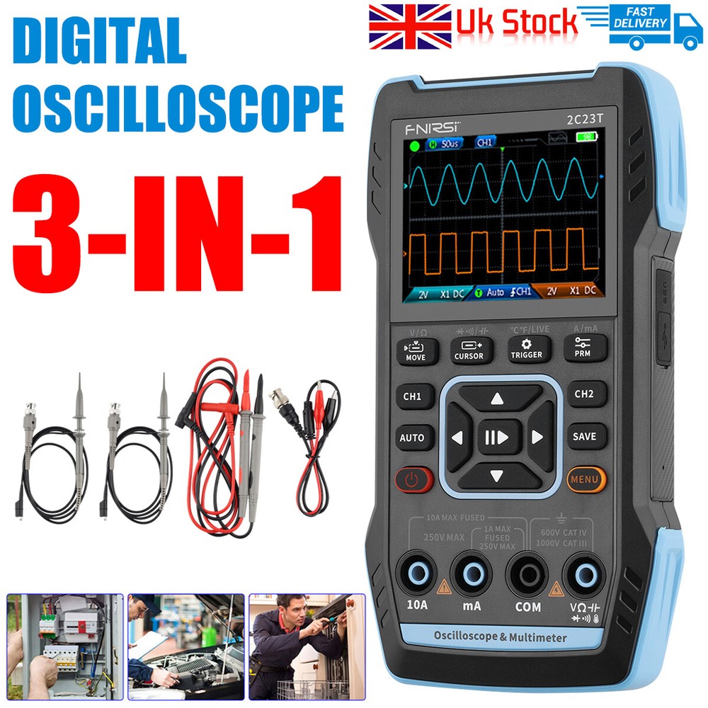 FNIRSI 2C23T Handheld Function Signal Generator+Digital Oscilloscope Multimeter.