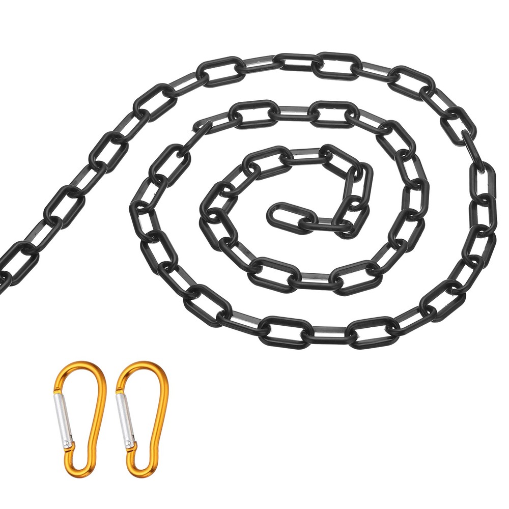 10Ft Plastic Safety Barrier Chain 2 Hooks, Black