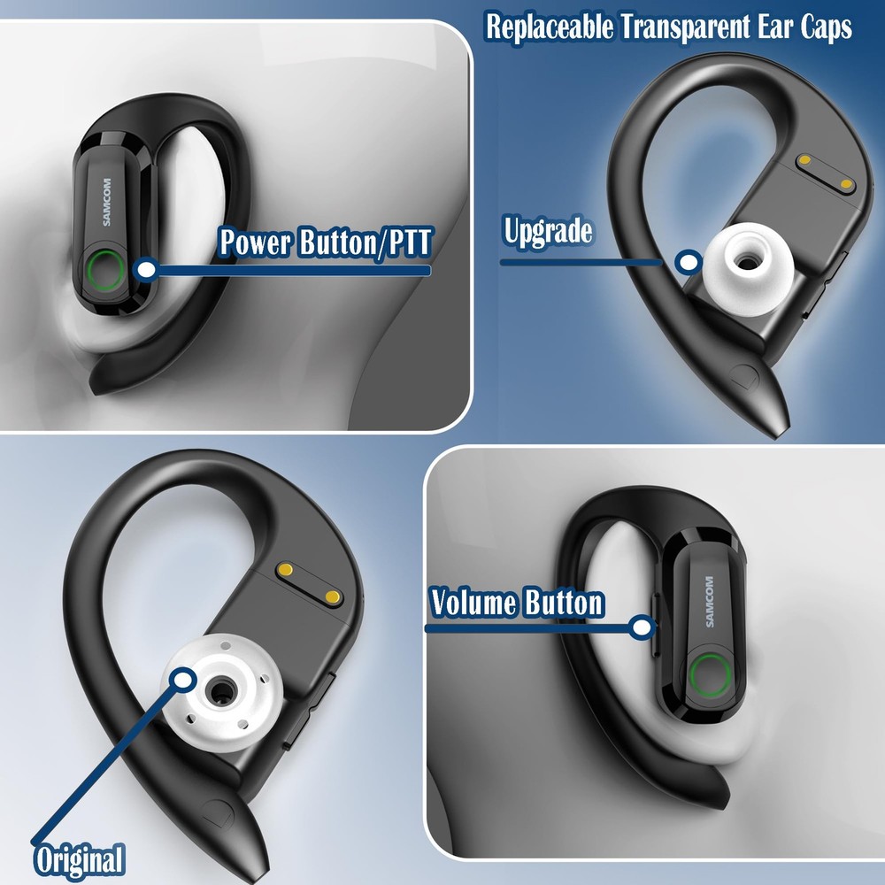 SAMCOM Silicone Replacement Earbud Ear Tips for BTEAR01 BTEAR02 Tranparent