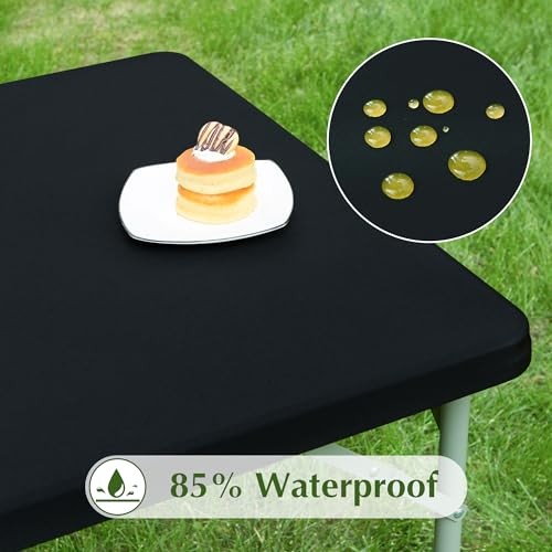 2 Pack Square Fitted Tablecloth Stretch Spandex Card Table 34X34 Inch Black