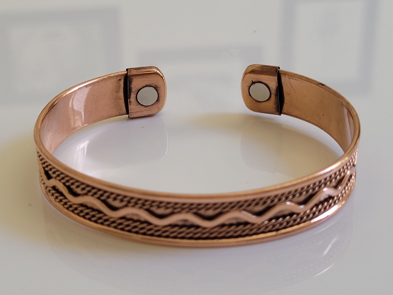 2 Pack Pure Copper Magnetic Bracelet Arthritis Pain Therapy Energy Cuff Bangle