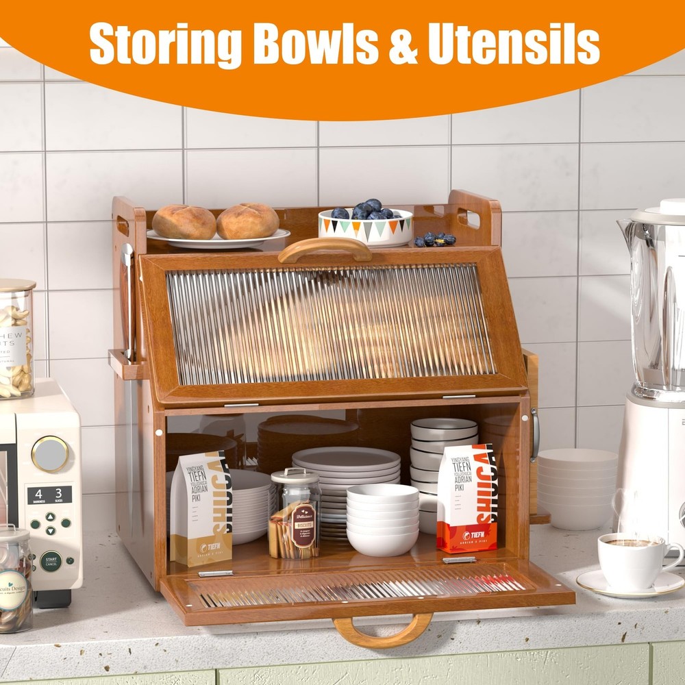 Bread Box for Kitchen Countertop, Large Bread Storage Container for Homemade ...