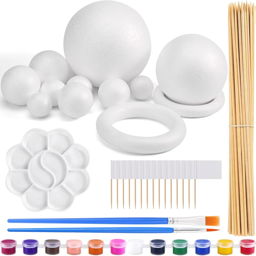 48PCS Solar System Model Foam Ball Kit Includes 10 Sizes Polystyrene Spheres ...