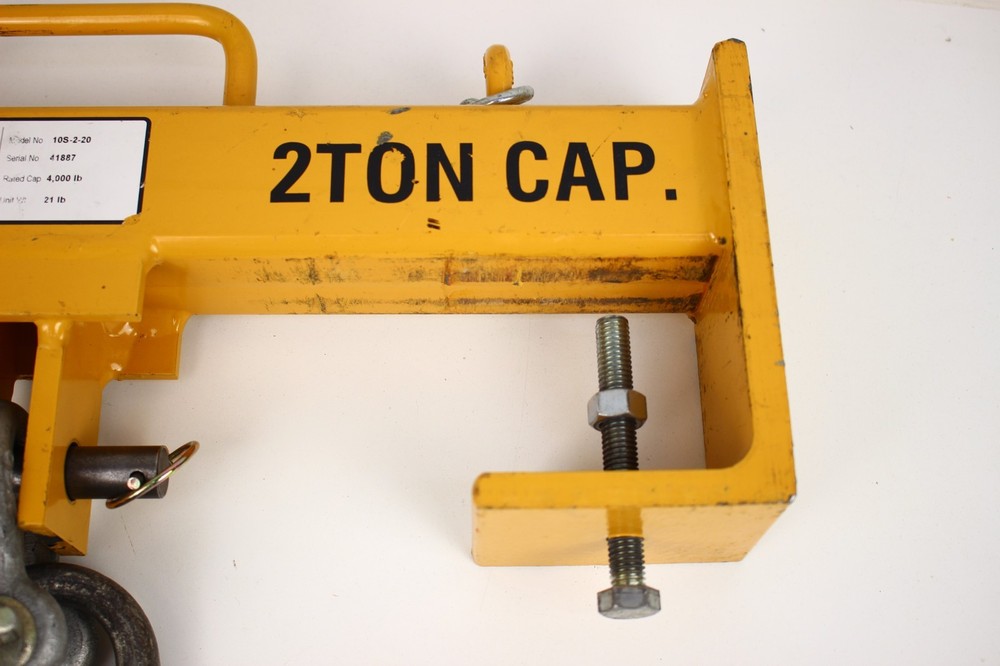 Caldwell 10S-2-20 Swivel Single Hook Fork Beam 2 Ton Cap, 20" inside