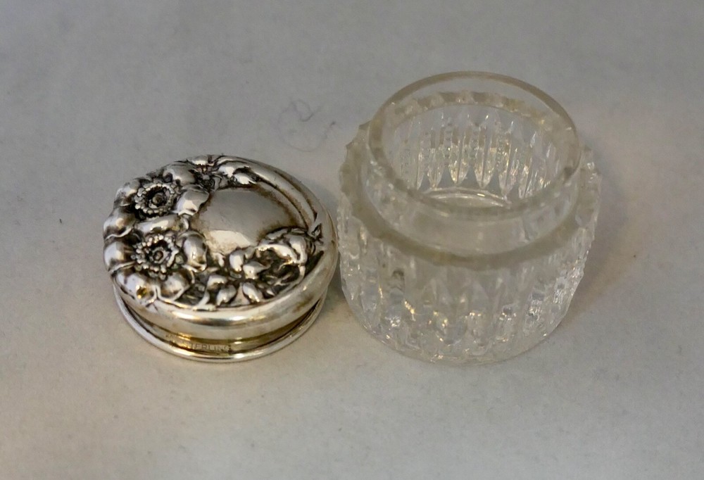 Miniature Sterling & Crystal Vanity Jar