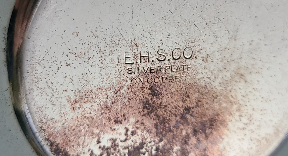Vtg E.H.S. Co. silverplate on copper open creamer pitcher