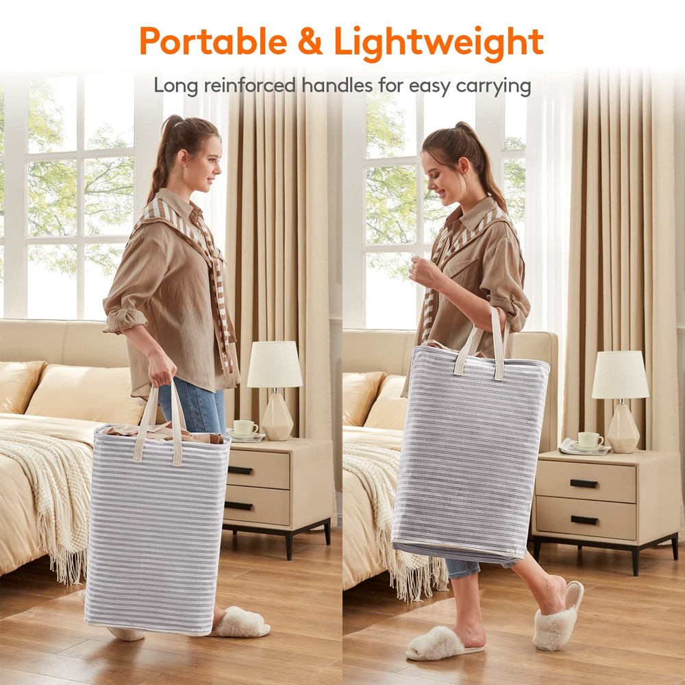 Lifewit 2 Pack Laundry Hamper Large Collapsible ‎2 x 80L, Grey