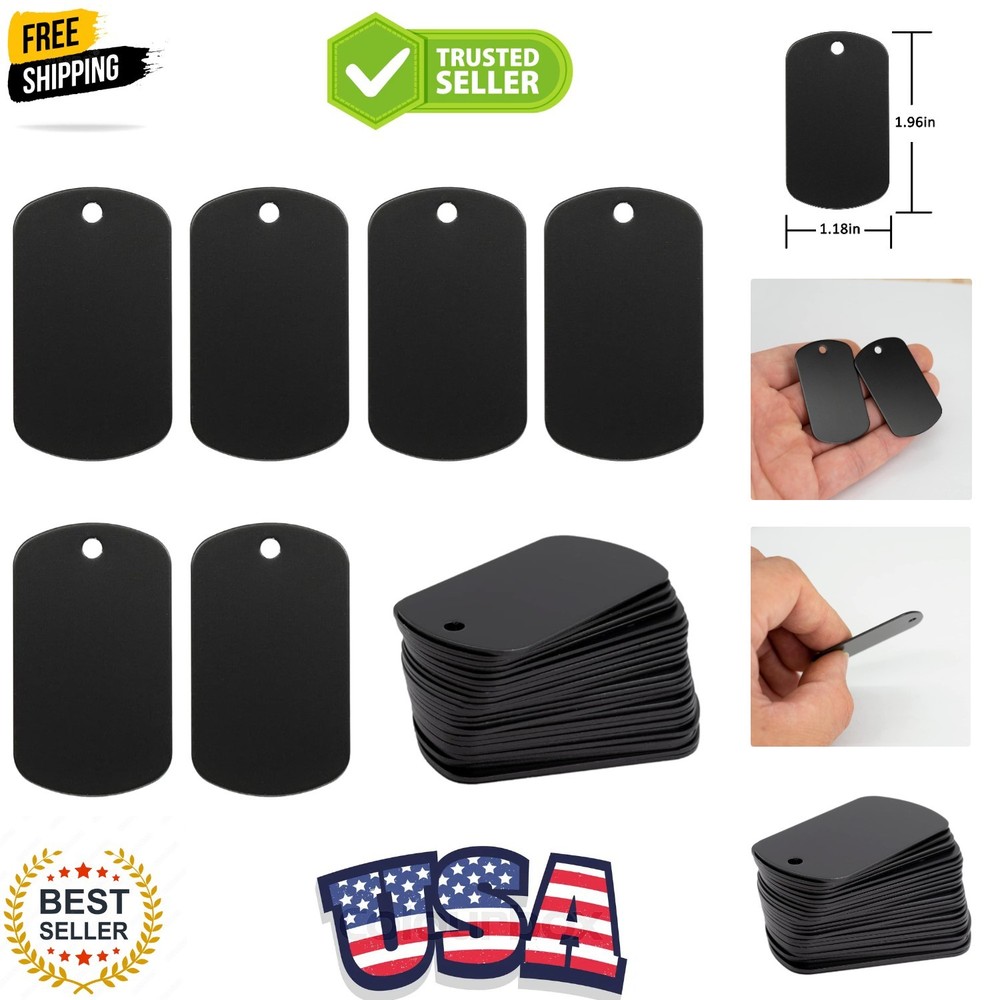Aluminum Blank Tags Stamping Blanks 25 Pack Black