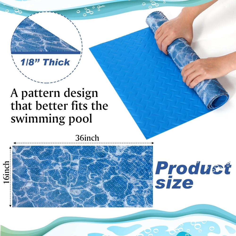 Above Ground Pool Ladder Mat 36x16 Inch Sea Pattern Protective Step Pad