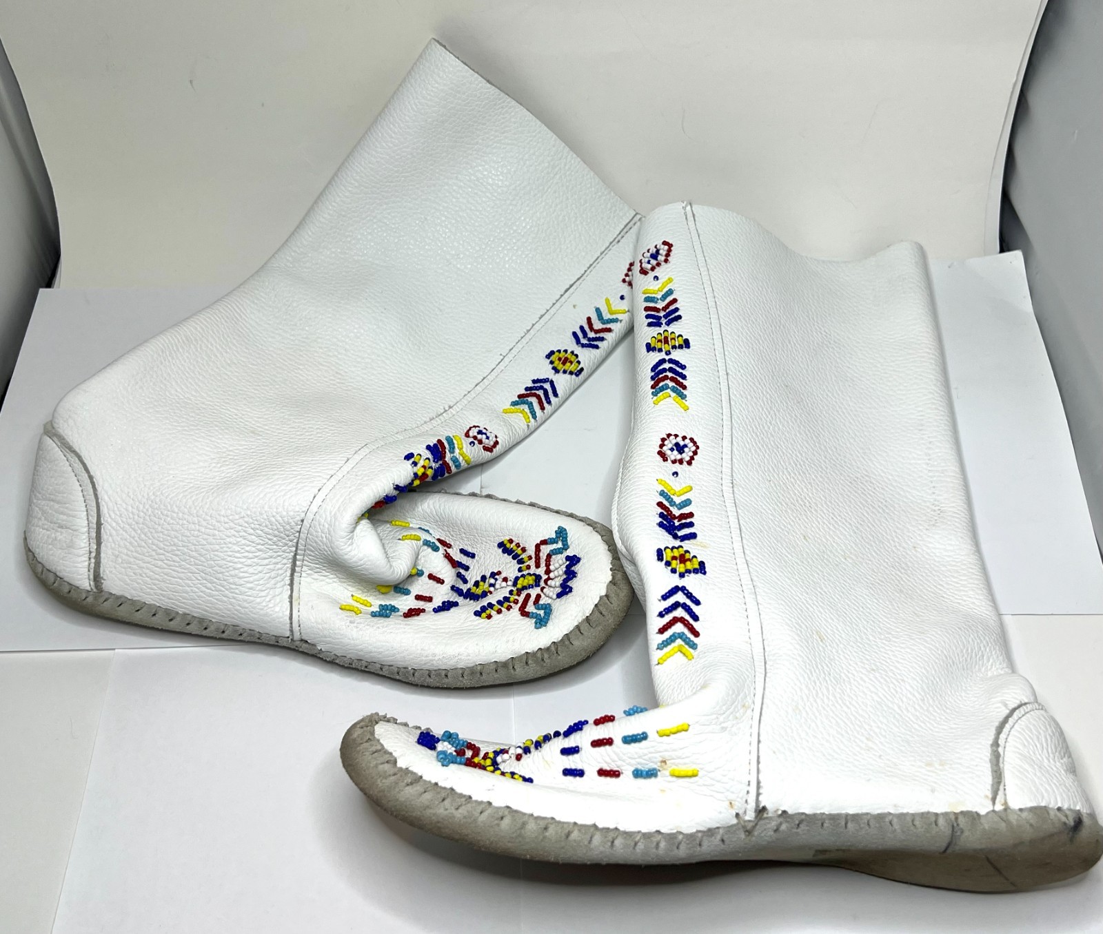 Native American - Vintage Handmade Leather Taos Powwow Moccasin Boots