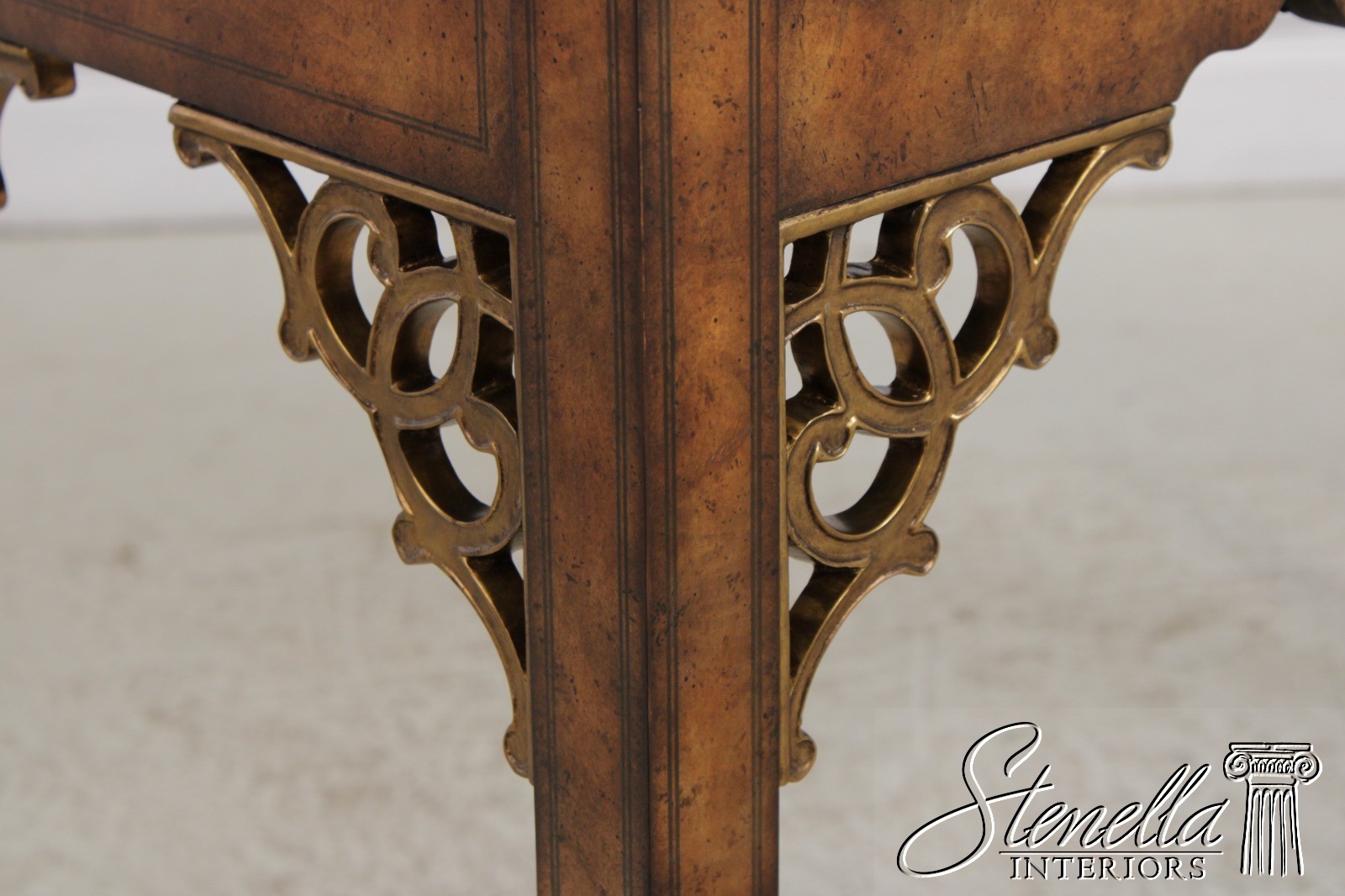 72329: MAITLAND SMITH Burl Wood 3 Drawer Writing Desk Console