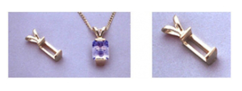 Medium Rectangular Sterling Silver Tourmaline Pendant  Setting (6-30mm)