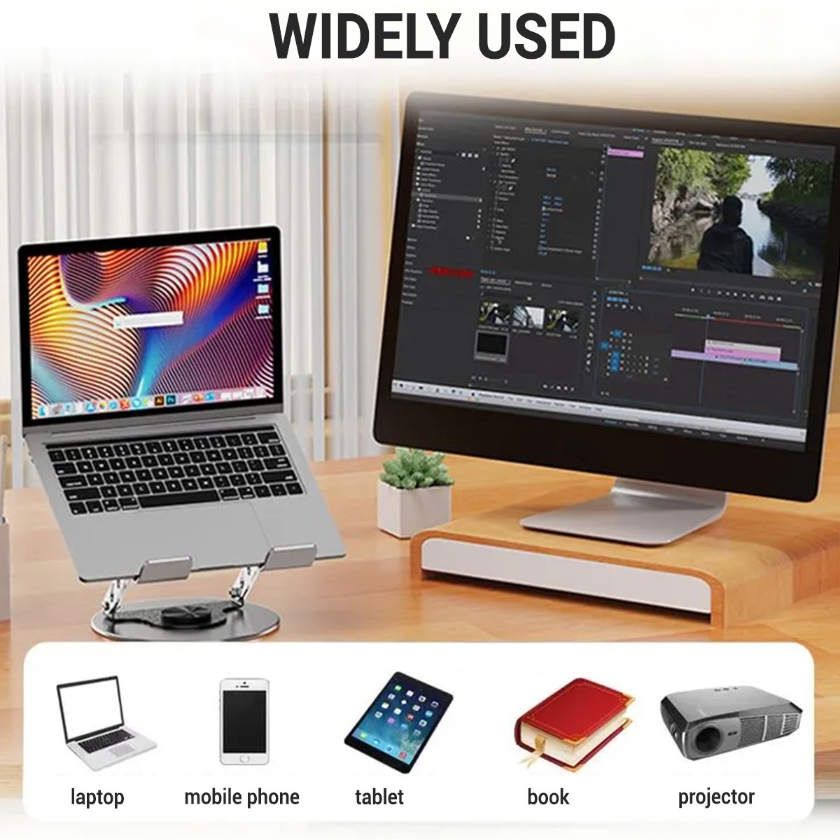 Adjustable Foldable Laptop Stand Aluminum Notebook Riser Computer Holder Desk