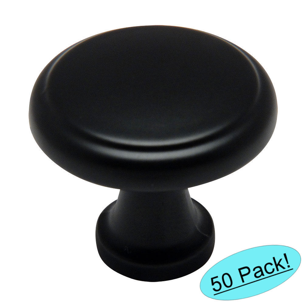 *50 Pack* Cosmas Flat Black Round Cabinet Knobs #9985FB