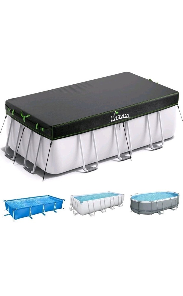 UIRWAY 12x18 FT Rectangular Pool Cover with Reflective Strips, Swimming Pool...