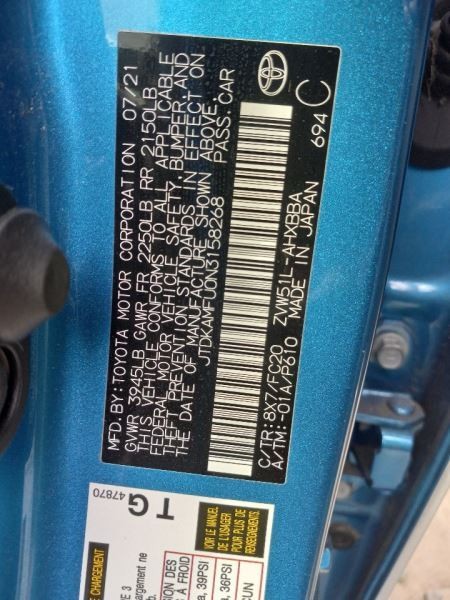 2022 TOYOTA PRIUS CAMERA PROJECTOR
