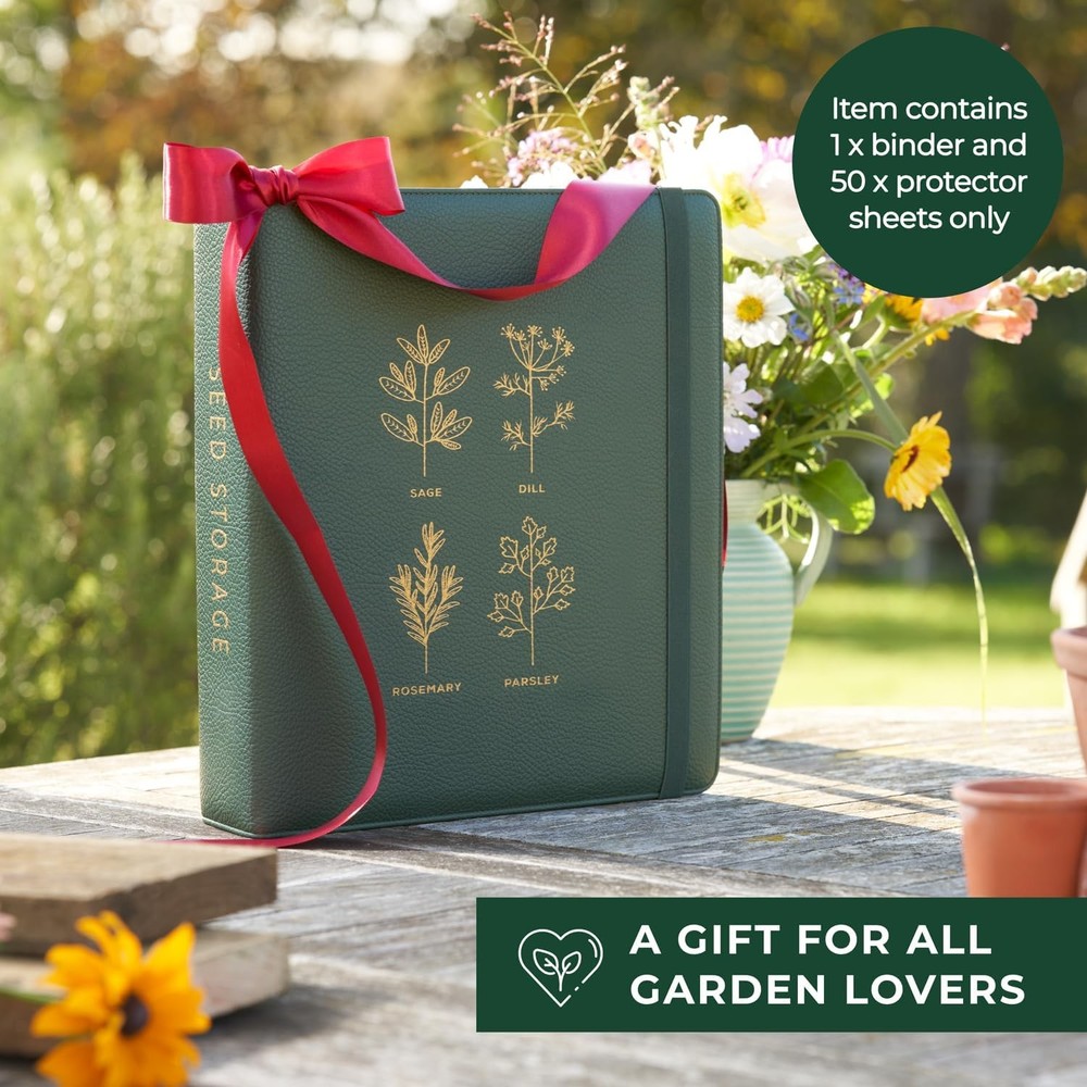 Seed Storage Organizer Binder - Seed Packet Organizer with 50 Pack Sheet Prot...