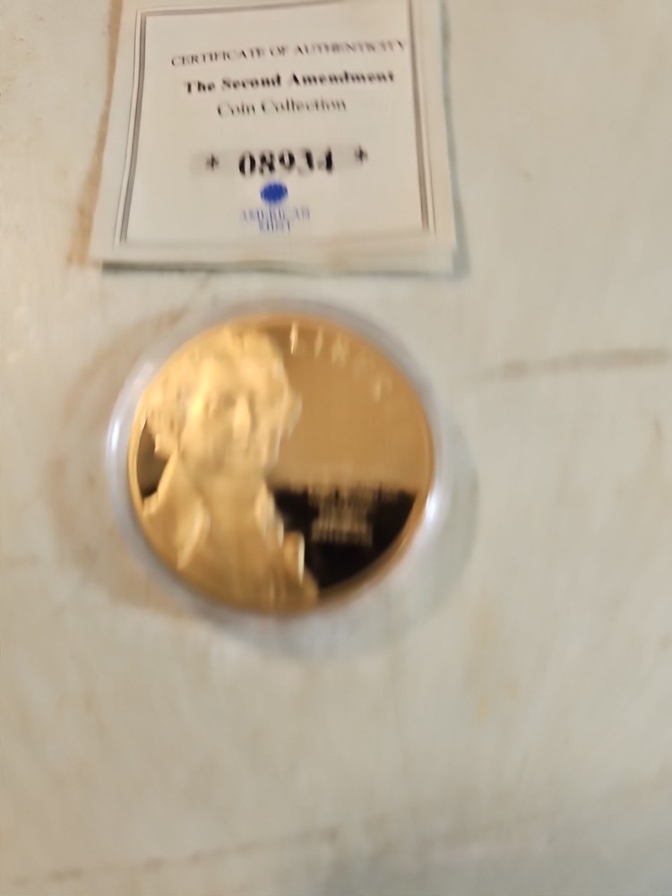 THOMAS JEFFERSON Second Amendment Gold-plated Comm. Coin COA