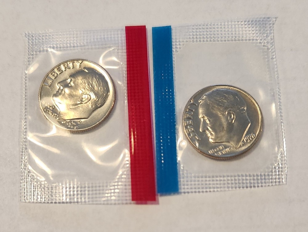 1976 P&D Roosevelt Dimes in Mint Cello