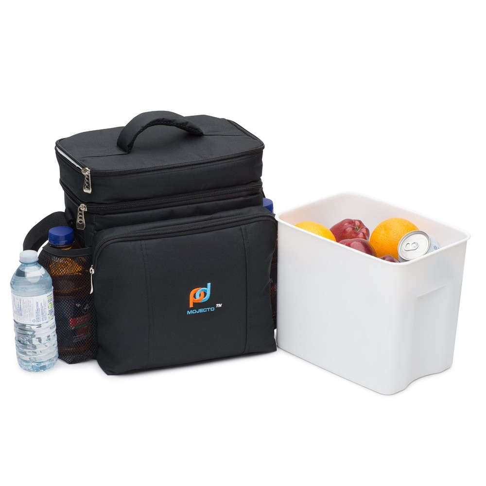 MOJECTO Medium Cooler Lunch Bag Dual Compartment Leakproof 600D Black
