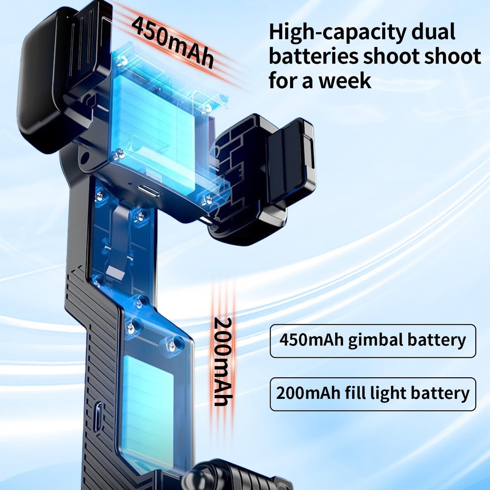 Smartphone Gimbal Stabilizer, 360° Rotation Single Axis Stabilizer with Light...