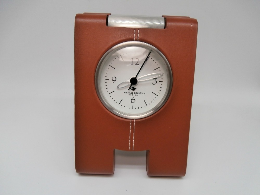 Michael Graves A Frame Leather Covered Desk Clock