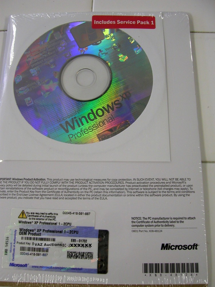 Brand MICROSOFT WINDOWS XP PROFESSIONAL FULL VERSION wSP1 SP3 MS WIN P G2U