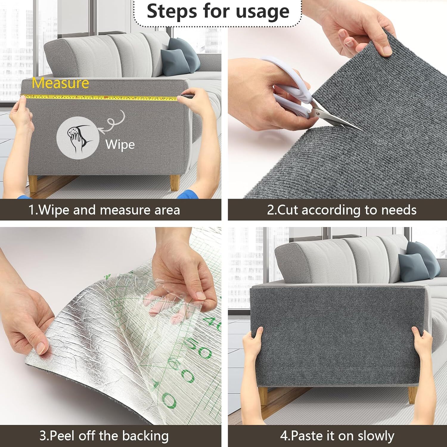 Climbing Cat Scratching Mat Trimmable Self-Adhesive Cat Scratcher Carpet Pads