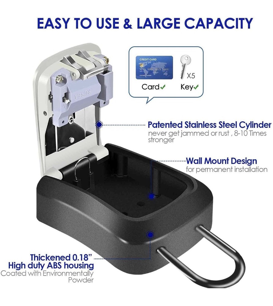 2 Pack Key Lock Box, Waterproof 4 Digits Combination Lockbox with Removable S...