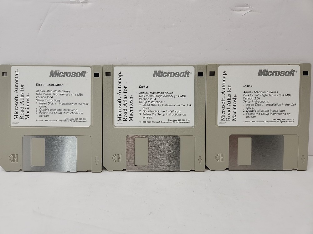 Microsoft AutoMap Road Atlas for Macintosh 3.5" Floppy Disk Version 2.04 1995