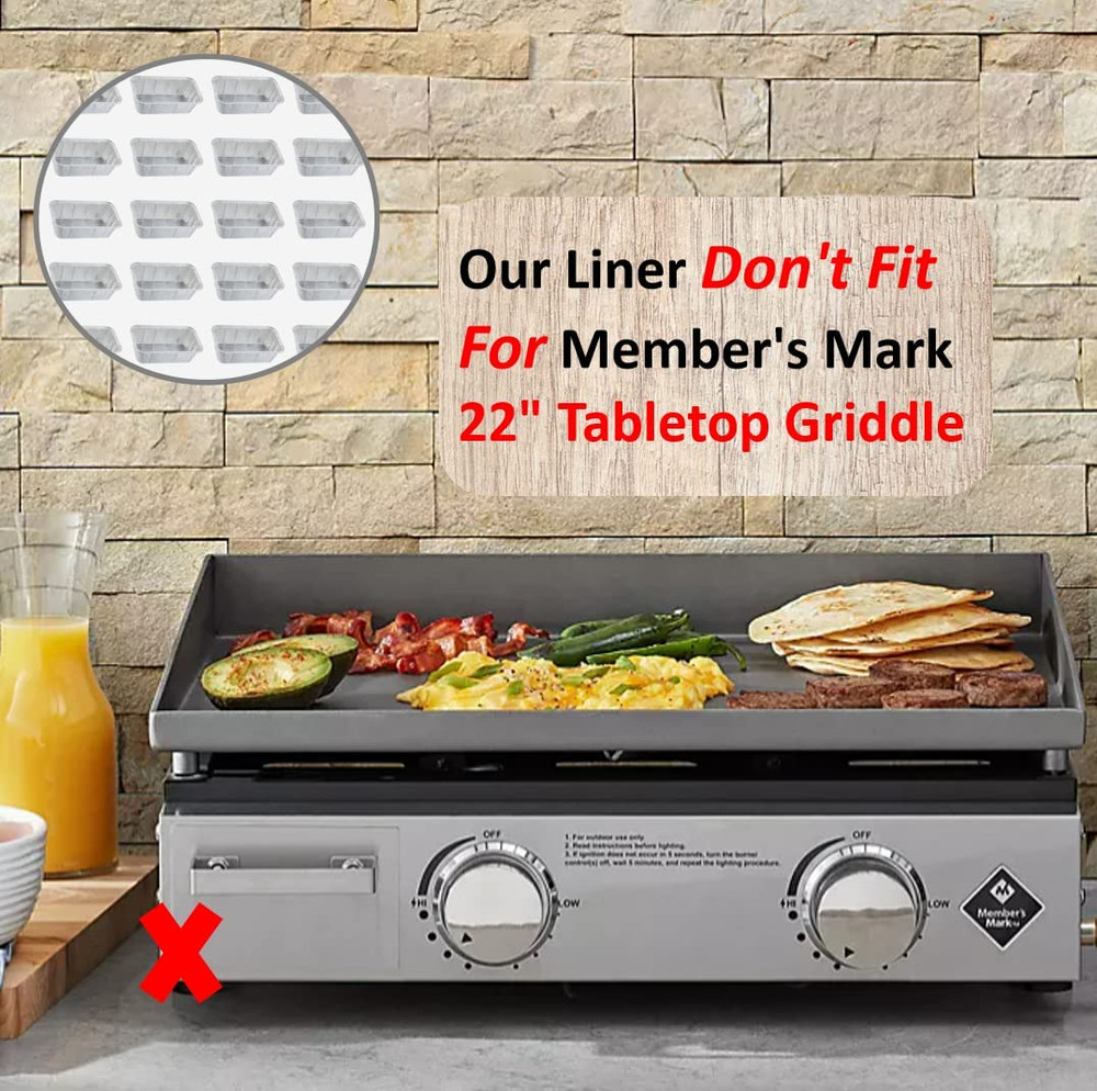 Grease Tray Liners/Drip Pans - 20-Pack - Replacement for Member's Mark Griddles