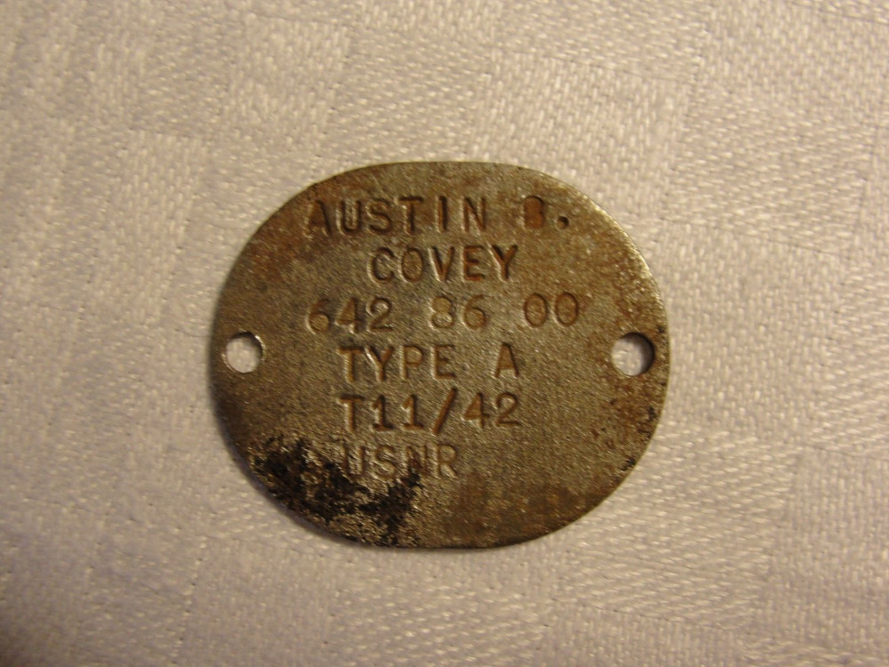 WWII USNR OVAL DOG TAG FINGER PRINT T11/42