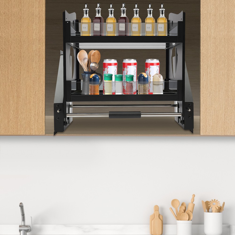 Pull Down Shelf Upper Kitchen Wall Cabinet Storage Organizer (24inch Cabinet)