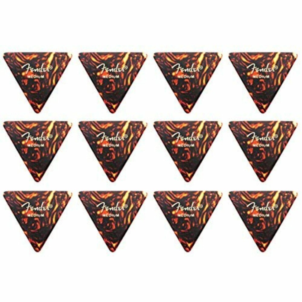 Fender 355 Shape Classic Celluloid Guitar Picks, Medium, Tortoise Shell, 12-Pack
