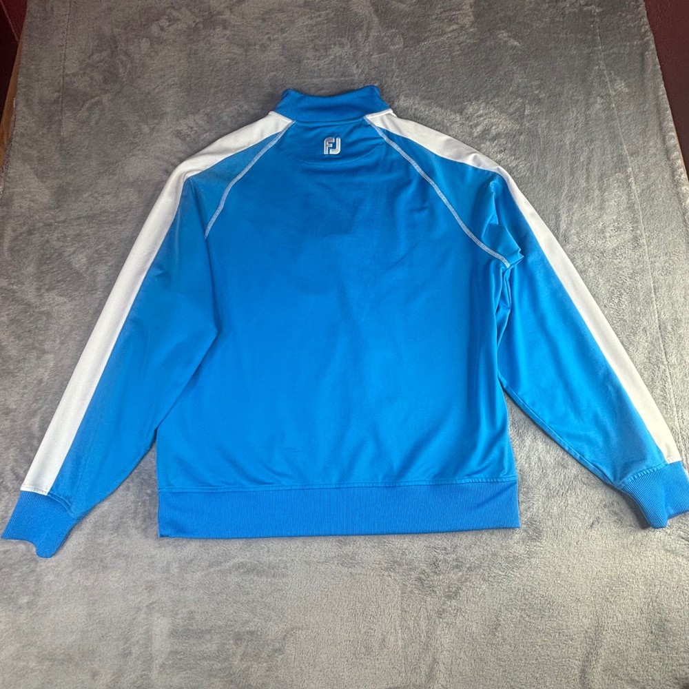 FootJoy Quarter Zip Pullover Mens Medium Blue White Golf Athletic Performance
