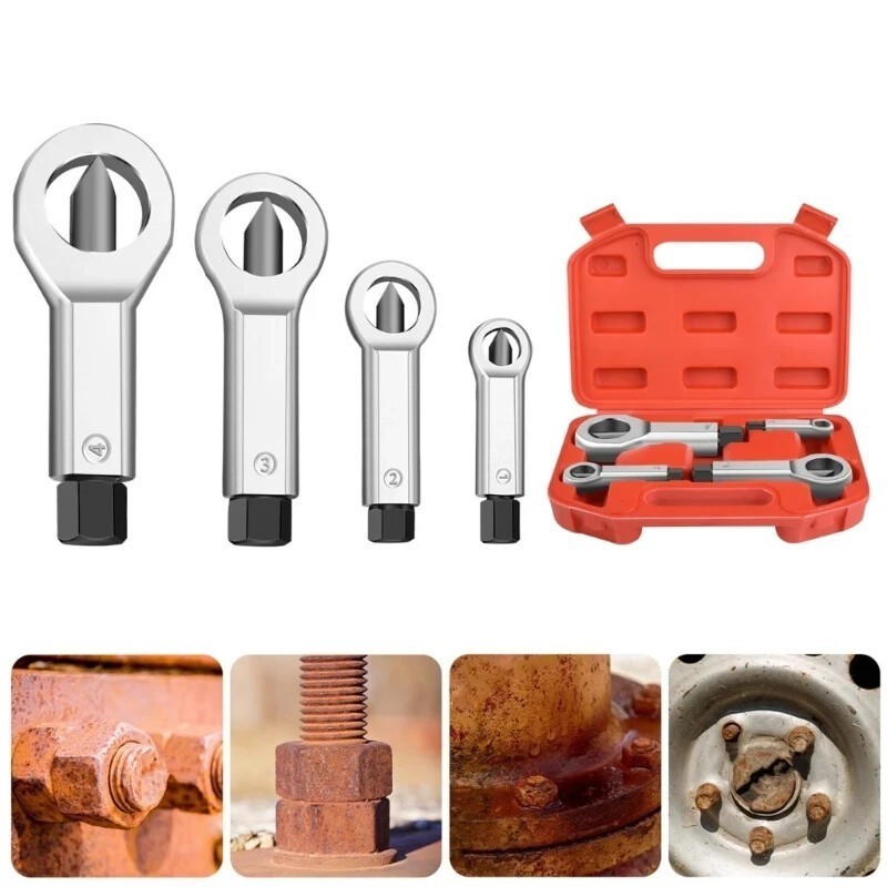 4PCS Nut Splitter Breaker 9-27mm Nut Remover Extractor Adjustable Cracker Tools