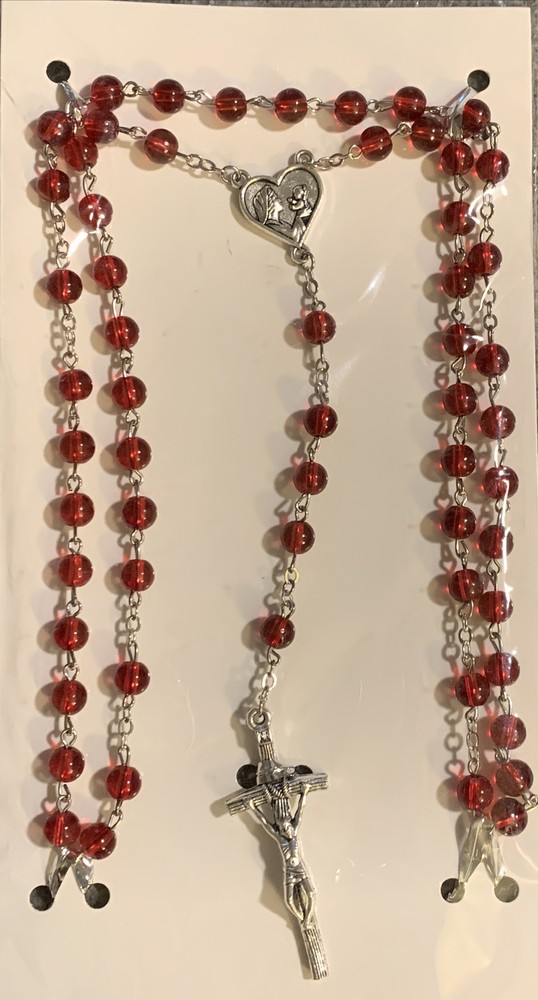 Red Bead Rosary New In Package