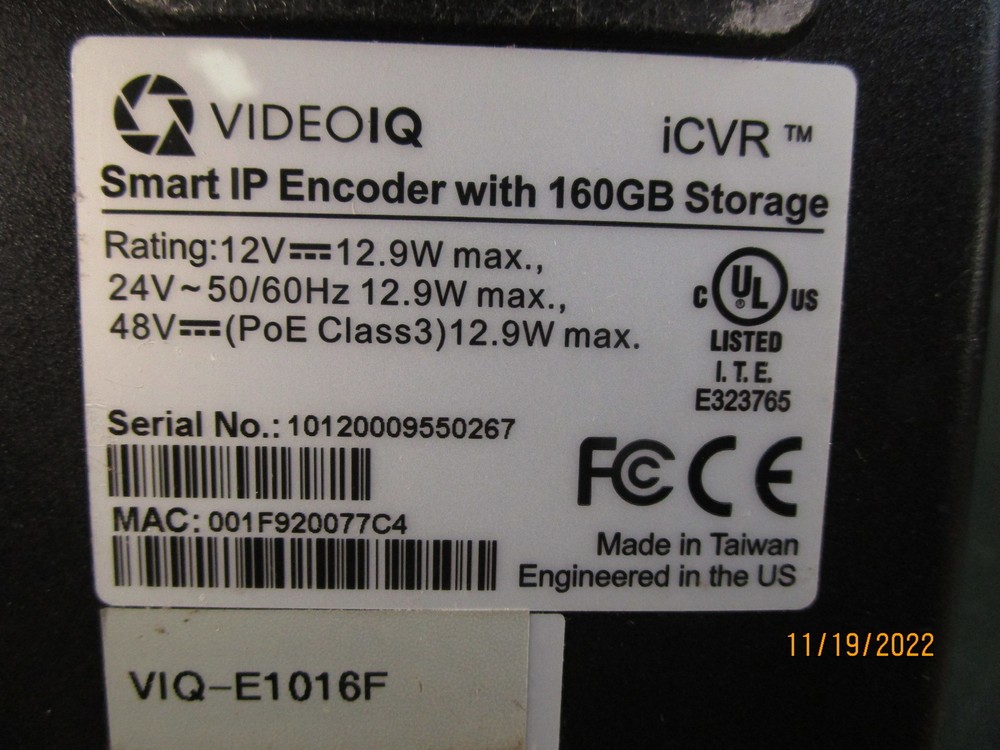 Video IQ Smart IP Encoder w 160 GB Storage ICVR