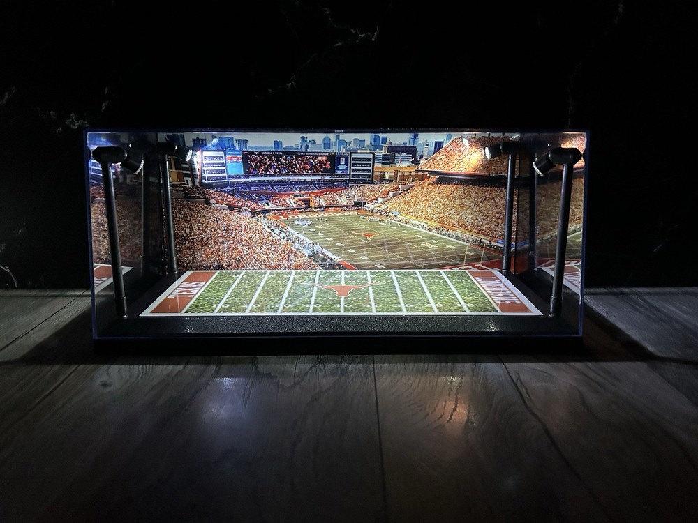 Texas Longhorns Custom 2 Mini Helmet display case with LED lights -