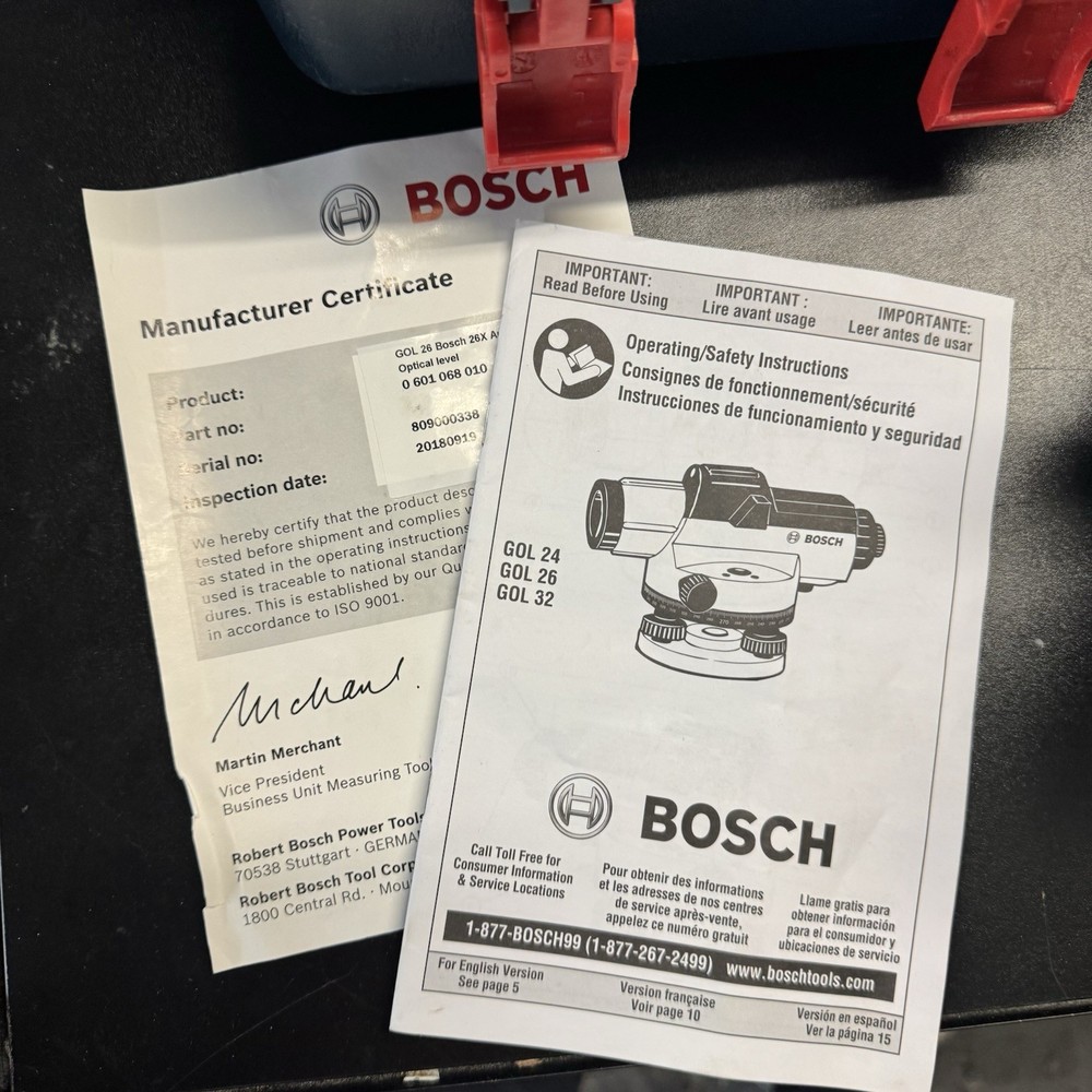 Bosch GOL26 Automatic Optical Level - Blue - Nice W/ Case